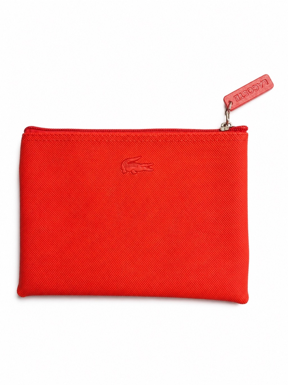 Lacoste Red Embossed Croc Zip Pouch